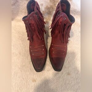 Lane Suede Fringe Bootie Excellent Condition
